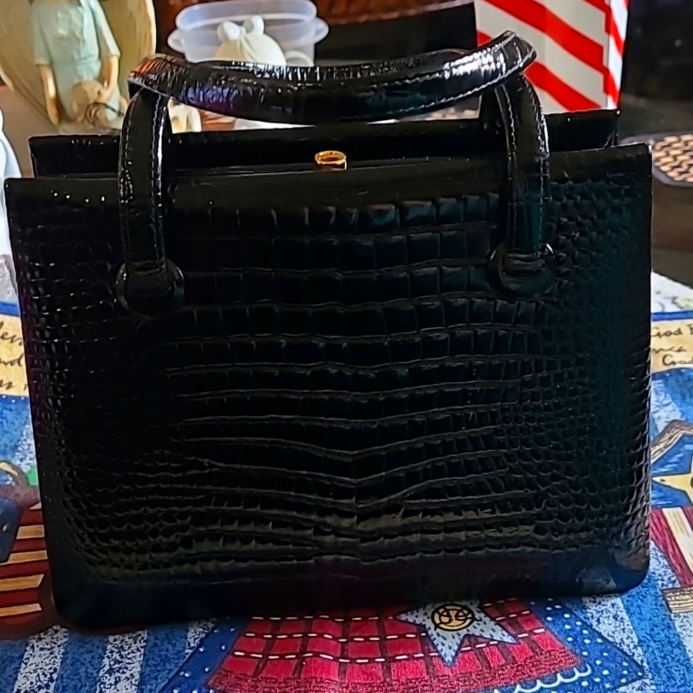 Vintage Leather  Black Handbag 60s